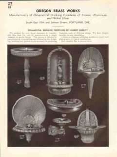 Oregon Brass Works 1938 Vintage Catalog Drinking Fountains Ornamental Oregon Brass Works 1938 Vintage Catalog Drinking Fountains Ornamental
