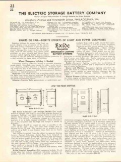 Electric Storage Battery Company 1938 Vintage Catalog Light Power