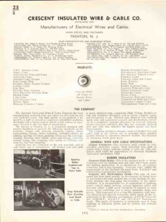 Crescent Insulated Wire Cable Company 1938 Vintage Catalog Electrical