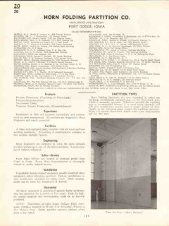 Horn Folding Partition Company 1938 Vintage Catalog Deluxe Electric