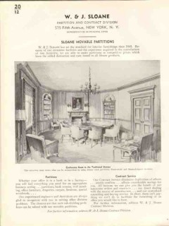 W J Sloane 1938 Vintage Catalog Movable Partitions Contract Service