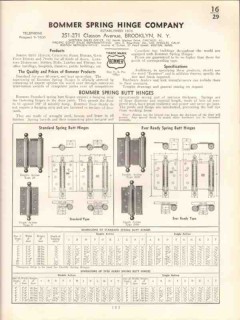 Bommer Spring Hinge Company 1938 Vintage Catalog Butt Lavatory Doors Bommer Spring Hinge Company 1938 Vintage Catalog Butt Lavatory Doors