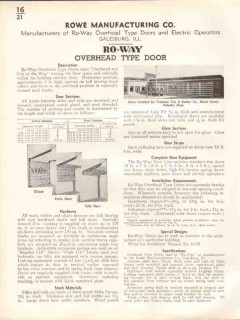 Rowe Mfg Company 1938 Vintage Catalog Doors Ro-Way Overhead Operators Rowe Mfg Company 1938 Vintage Catalog Doors Ro-Way Overhead Operators