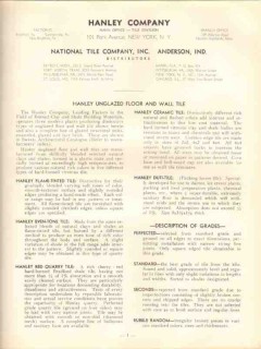 Hanley Company 1938 Vintage Catalog National Tile Unglazed Floor Wall