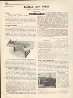 Leitelt Iron Works Inc 1931 Vintage Catalog Lumber Lift Power Transfer Leitelt Iron Works Inc 1931 Vintage Catalog Lumber Lift Power Transfer