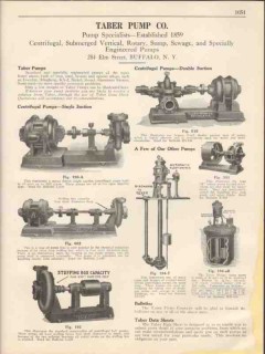 Taber Pump Company 1931 Vintage Catalog Centrifugal Suction Sewage