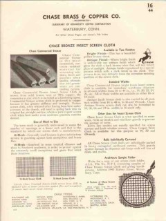 Chase Brass Copper Company 1941 Vintage Catalog Screen Bronze Insect Chase Brass Copper Company 1941 Vintage Catalog Screen Bronze Insect