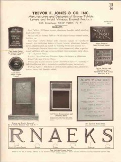 Trevor F Jones Company 1941 Vintage Catalog Bronze Tablets Letters Trevor F Jones Company 1941 Vintage Catalog Bronze Tablets Letters