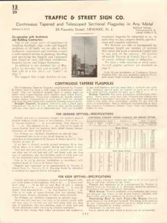 Traffic Street Sign Company 1941 Vintage Catalog Flagpole Tapered Traffic Street Sign Company 1941 Vintage Catalog Flagpole Tapered