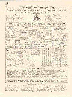 New York Awning Company 1941 Vintage Catalog Stevens Concealed Nyaco