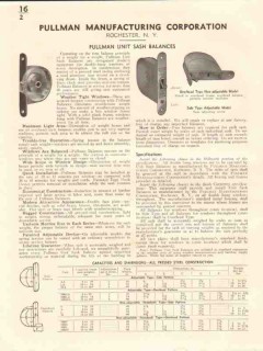 Pullman Mfg Corp 1941 Vintage Catalog Window Unit Sash Balances Pullman Mfg Corp 1941 Vintage Catalog Window Unit Sash Balances