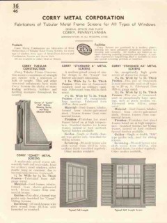 Corry Metal Corp 1941 Vintage Catalog Window Screens Tubular Frame Corry Metal Corp 1941 Vintage Catalog Window Screens Tubular Frame