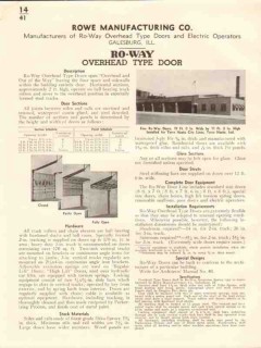 Rowe Mfg Company 1941 Vintage Catalog Door Ro-Way Residential Overhead Rowe Mfg Company 1941 Vintage Catalog Door Ro-Way Residential Overhead