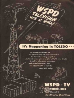 wspd-tv 1948 toledo oh channel 13 tower erected studio vintage ad wspd-tv 1948 toledo oh channel 13 tower erected studio vintage ad