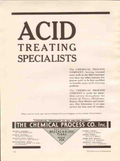 Chemical Process Company 1936 Vintage Ad Oil Acid Treating Specialists