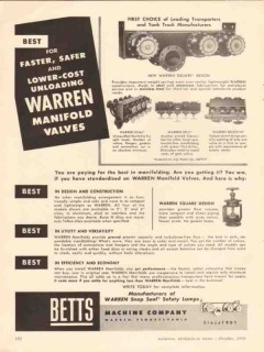 betts machine company 1956 warren manifold valves faster vintage ad betts machine company 1956 warren manifold valves faster vintage ad