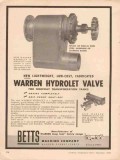 betts machine company 1956 warren hydrolet valves highway vintage ad