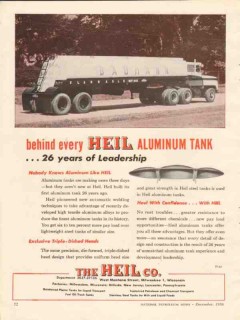 heil company 1956 baumann oil aluminum tank trailer truck vintage ad