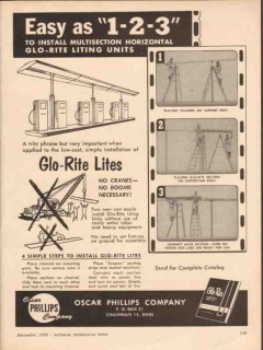 oscar phillips company 1956 glo-rite horizontal liting unit vintage ad