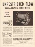 philadelphia valve company 1956 unrestricted flow hose reel vintage ad