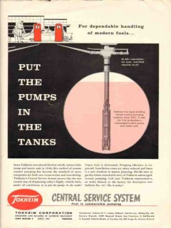 tokheim corp 1956 gasoline pumps in tanks service station vintage ad