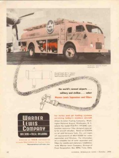 warner lewis company 1956 airport jet fuel separator filter vintage ad