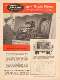 tokheim corp 1956 tank truck meter pre-set flow control vintage ad