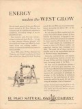 El Paso Natural Gas Company 1957 Vintage Ad Energy Makes West Grow