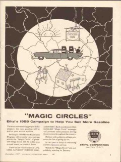 ethyl corporation 1957 magic circles sell more gasoline vintage ad ethyl corporation 1957 magic circles sell more gasoline vintage ad