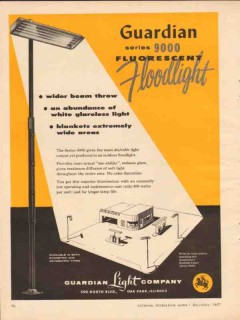 guardian light company 1957 outdoor fluorescent floodlight vintage ad