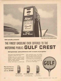 gulf oil corp 1957 crest finest gasoline peak performance vintage ad gulf oil corp 1957 crest finest gasoline peak performance vintage ad