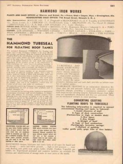 Hammond Iron Works 1957 Vintage Ad Oil Tubeseal Floating Roof Tanks