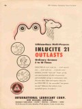 International Lubricant Corp 1957 Vintage Ad Inlucite Greases Outlasts