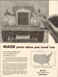 mack trucks 1957 parts when needed everywhere service vintage ad