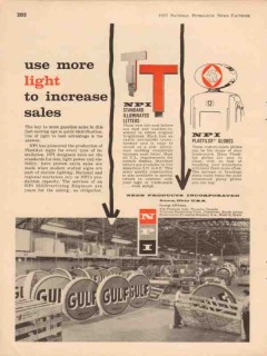 neon products inc 1957 plastilux globe light increase sales vintage ad