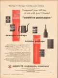 Oronite Chemical Company 1957 Vintage Ad Additive Detergent Inhibitor