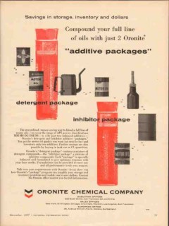Oronite Chemical Company 1957 Vintage Ad Additive Detergent Inhibitor Oronite Chemical Company 1957 Vintage Ad Additive Detergent Inhibitor