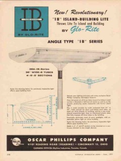 oscar phillips company 1957 glo-rite island-building lite vintage ad