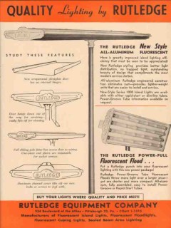 rutledge equipment company 1957 aluminum fluorescent light vintage ad rutledge equipment company 1957 aluminum fluorescent light vintage ad