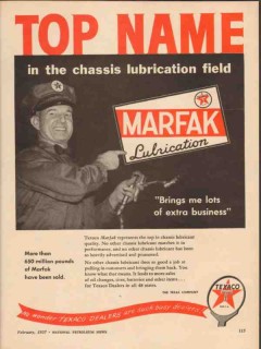 Texas Company 1957 Vintage Ad Texaco Marfak Chassis Lubrication Field Texas Company 1957 Vintage Ad Texaco Marfak Chassis Lubrication Field