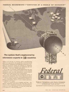Federal Telephone Radio Company 1955 Vintage Ad Microwave Research Oil Federal Telephone Radio Company 1955 Vintage Ad Microwave Research Oil