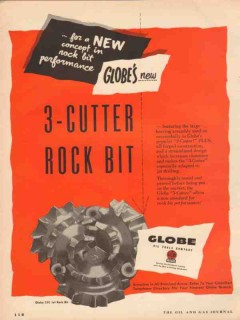 Globe Oil Tools Company 1955 Vintage Ad 3-Cutter Rock Bit Performance