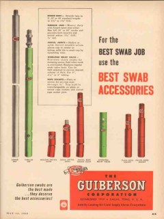 Guiberson Corp 1955 Vintage Ad Oil Drilling Best Swab Job Accessories