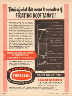 Hammond Iron Works 1955 Vintage Ad Oil Floating Roof Tanks Vapor-Loss Hammond Iron Works 1955 Vintage Ad Oil Floating Roof Tanks Vapor-Loss