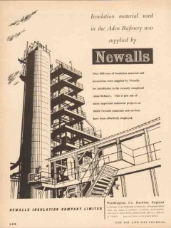 Newalls Insulation Company 1955 Vintage Ad Aden Refinery Material Newalls Insulation Company 1955 Vintage Ad Aden Refinery Material