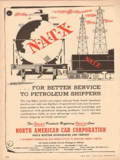 north american car corp 1955 natx petroleum shippers train vintage ad