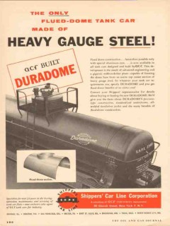 shippers car line corp 1955 flued-dome tank car heavy steel vintage ad