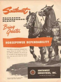 Southwest Industries Inc 1955 Vintage Ad Compressor Greater Horsepower