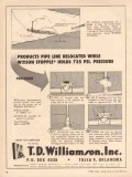 T D Williamson Inc 1955 Vintage Ad Oil Pipe Line WmSON Stopples