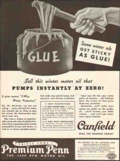 Canfield Oil Company 1937 Vintage Ad Sell Winter Pumps Instantly Glue Canfield Oil Company 1937 Vintage Ad Sell Winter Pumps Instantly Glue